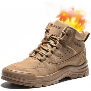 Furuian Winter Steel Toe Boots for Men Insulated Safety Toe Work Shoes Breathable Men's Mid Top Winter Work Boots Lightweight Non Slip Tactical Boots Industry Construction Safety Work Shoes