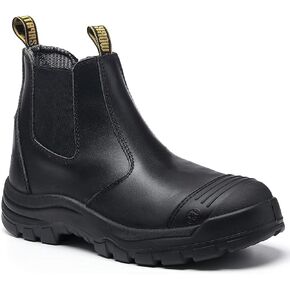 DIIG Work Boots for Men, Steel/Soft Toe Waterproof Working Boots, Slip Resistant Anti-Static Slip-on Safety Working Shoes