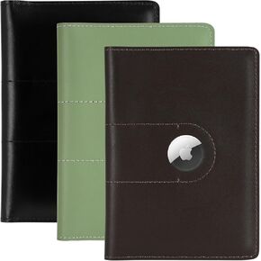 3 Pack Full Grain Leather AirTag Passport Holder Wallet Cover for Women and Men Travel, Passport Holder with AirTag Slot Passport Wallet, Travel Essentials Genuine Leather Passport Cover