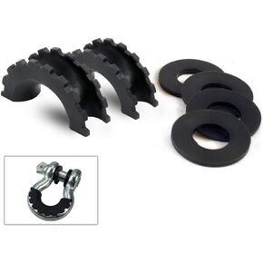 1 Pair Black D-Ring Isolator and 4 Pcs Washers,Shackle Isolator Kit Protect Your Bumper and Reduce Rattling,Fit for Jeep Off-road Vehicle SUV ATV UTV Truck 4WD--AutoSky