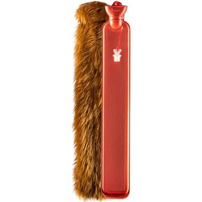 Peterpan Long Hot Water Bottle with Luxury Faux Fur Cover, Hot Water Bottles for Pain Relief, BPA & PVC Free, 2nd Gen Lanyard Cap, Original, Rich Teddy Golden-Brown