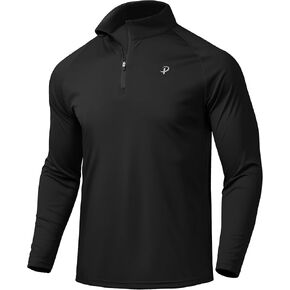 Pudolla Men's 1/4 Zip Sun Protection Shirts UV SPF UPF 50+ Long Sleeve Rash Guard Fishing Running Hiking Athletic Tee Shirts