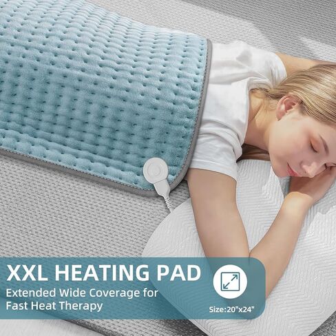 Heating Pad XXL for Back Pain Relief, Heated Pad for Neck/Shoulder/Leg/Knee/Cramps, Christmas Gifts Presents for Women Men Mom Dad, Stocking Stuffers, 6 Heat Settings Auto-Off, Moist/Dry Heat, 20"x24" in Saudi Arabia