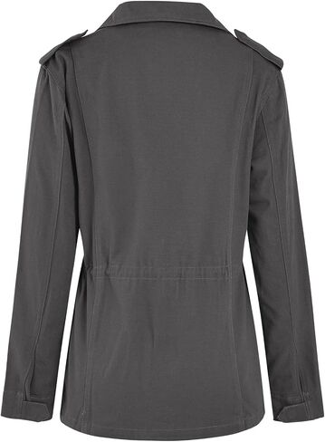 Soulomelody Womens Military Anorak Jacket Zip Up Snap Button Parka Safari Utility Coat Outwear with Pockets in Saudi Arabia