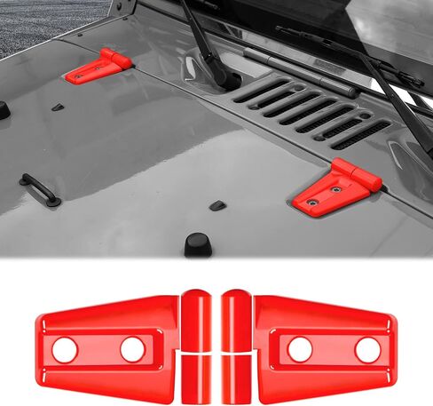 CheroCar for JK Hood Hinge Cover Exterior Decoration Kits Accessories for Jeep Wrangler JK 2007-2017,Red in Saudi Arabia