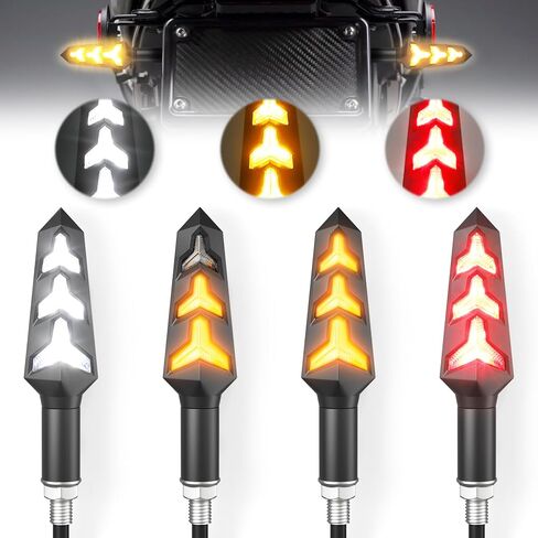 LivTee Super Bright 4PCS Motorcycle Indicators Flowing LED Turn Signal Lights 12V for Motorbike Scooter Quad Cruiser Off Road, Amber Yellow in Kuwait