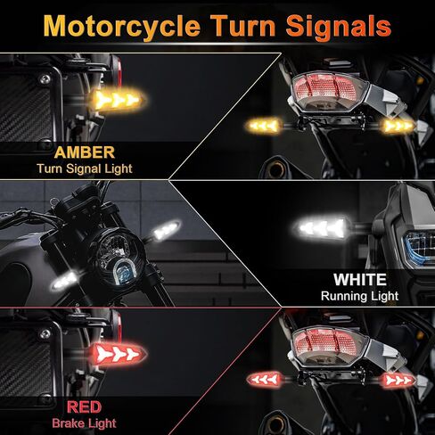 LivTee Super Bright 4PCS Motorcycle Indicators Flowing LED Turn Signal Lights 12V for Motorbike Scooter Quad Cruiser Off Road, Amber Yellow in Kuwait