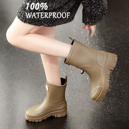Nutropa Waterproof Mid Calf Women Rain Boots Lightweight Comfortable Wide Calf Garden Shoes in Saudi Arabia