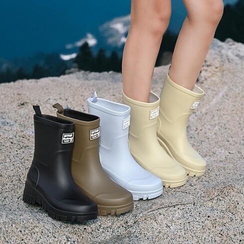 Nutropa Waterproof Mid Calf Women Rain Boots Lightweight Comfortable Wide Calf Garden Shoes in Saudi Arabia