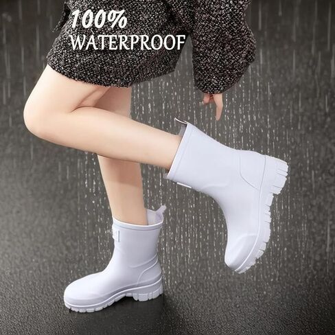Nutropa Waterproof Mid Calf Women Rain Boots Lightweight Comfortable Wide Calf Garden Shoes in Saudi Arabia