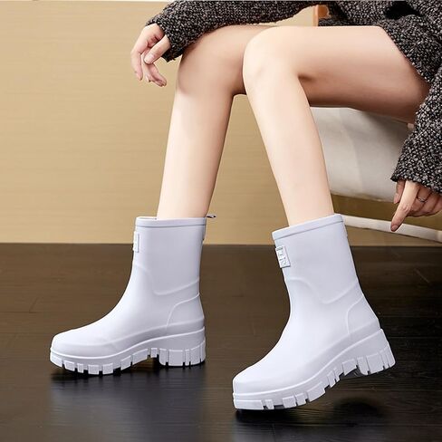 Nutropa Waterproof Mid Calf Women Rain Boots Lightweight Comfortable Wide Calf Garden Shoes in Saudi Arabia