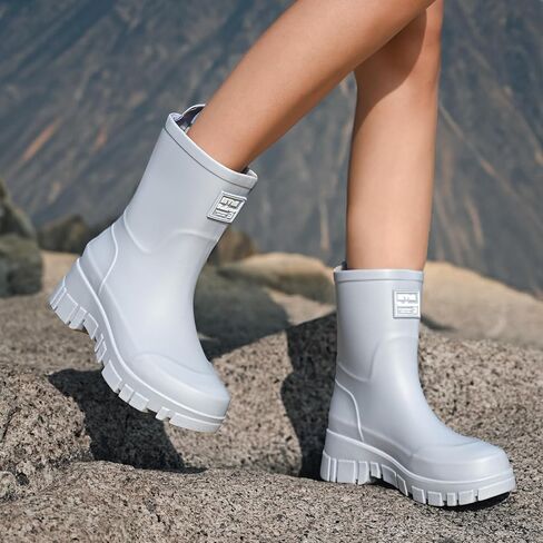 Nutropa Waterproof Mid Calf Women Rain Boots Lightweight Comfortable Wide Calf Garden Shoes in Saudi Arabia