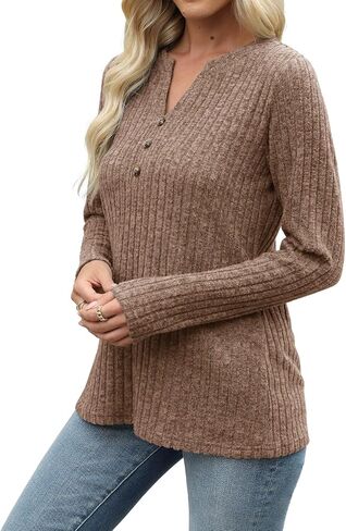 Sweaters for Women Fashion Long Sleeve Tops Pullover V Neck Casual Loose Sweatshirt in Saudi Arabia