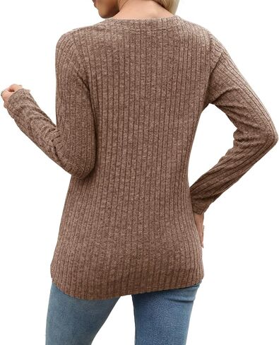 Sweaters for Women Fashion Long Sleeve Tops Pullover V Neck Casual Loose Sweatshirt in Saudi Arabia