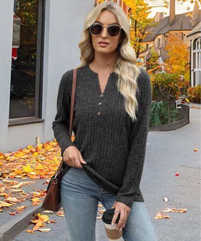Sweaters for Women Fashion Long Sleeve Tops Pullover V Neck Casual Loose Sweatshirt in Saudi Arabia