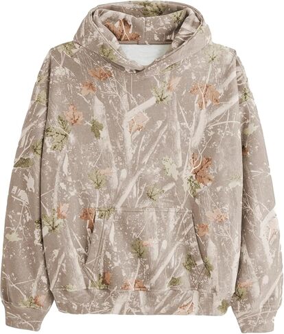 Women Oversized Fleece Camo Hoodies Maple Leaf Hooded Sweatshirt Casual Long Sleeve Fall Pullover Tops With Pockets in Saudi Arabia