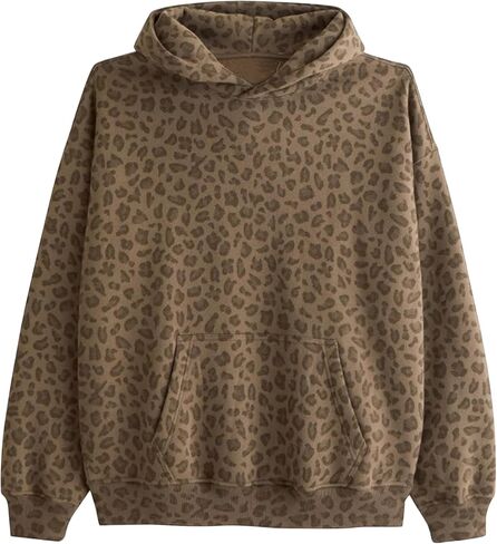 Women Oversized Fleece Camo Hoodies Maple Leaf Hooded Sweatshirt Casual Long Sleeve Fall Pullover Tops With Pockets in Saudi Arabia