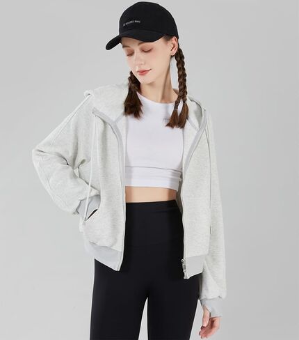 Womens Sweatshirts Zip Up Hoodies Jackets Casual Hooded Tops Fall Fashions Outfits 2024 Winter Clothes with Thumb Hole in Saudi Arabia