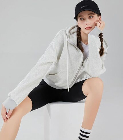 Womens Sweatshirts Zip Up Hoodies Jackets Casual Hooded Tops Fall Fashions Outfits 2024 Winter Clothes with Thumb Hole in Saudi Arabia
