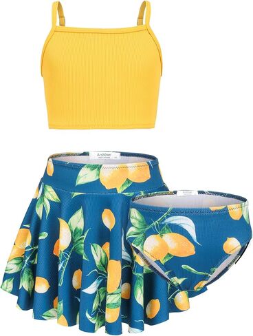 Arshiner Girls' 3Pcs Swimsuits Bikini Bathing Suit Beach Surf Floral Tankini Swimwear in Kuwait