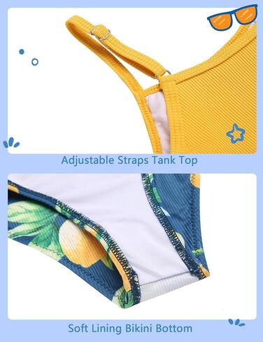 Arshiner Girls' 3Pcs Swimsuits Bikini Bathing Suit Beach Surf Floral Tankini Swimwear in Kuwait