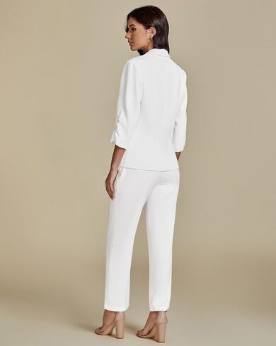 luvamia Pant Suits for Women Dressy 2 Piece Business Casual Outfits 3/4 Sleeve Blazer Straight Leg Pant Sets Office Work in Saudi Arabia