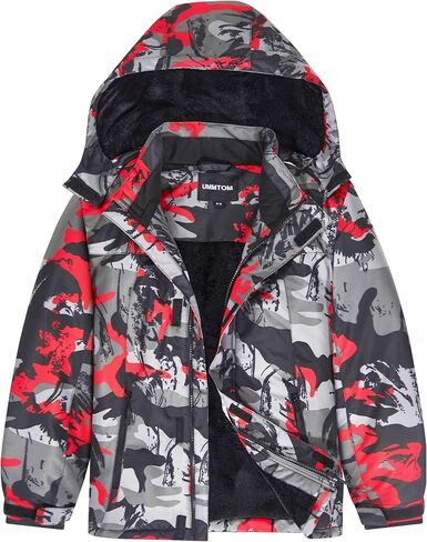 Boys Waterproof Ski Jacket Warm Winter Fleece Snow Coat Kids Outdoor Hooded Snowboard Jacket in Kuwait
