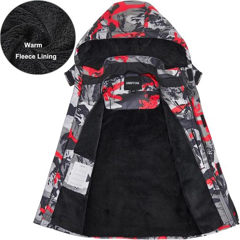 Boys Waterproof Ski Jacket Warm Winter Fleece Snow Coat Kids Outdoor Hooded Snowboard Jacket in Kuwait