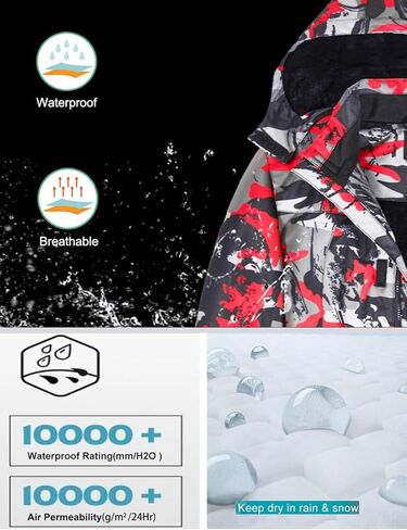 Boys Waterproof Ski Jacket Warm Winter Fleece Snow Coat Kids Outdoor Hooded Snowboard Jacket in Kuwait