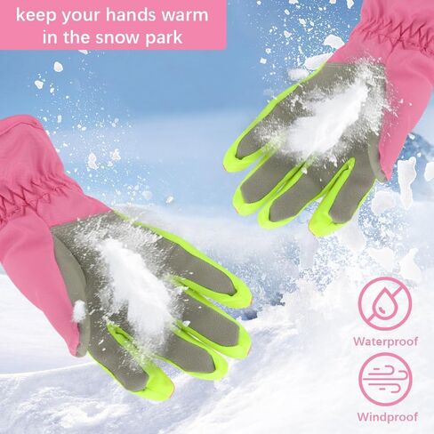 Kids Ski Gloves,Kids Snow Gloves,Kids Gloves Winter,Waterproof Gloves for Boys Girls Toddler Outdoor Ice Skating in Kuwait