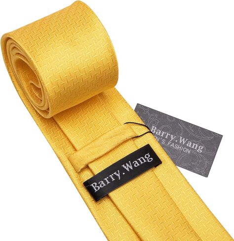 Barry.Wang Classic Mens Ties Silk Necktie Pocket Square Cufflinks Set Woven Designer Wedding Business in Kuwait