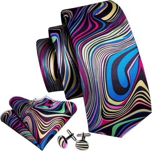 Barry.Wang Classic Mens Ties Silk Necktie Pocket Square Cufflinks Set Woven Designer Wedding Business in Kuwait