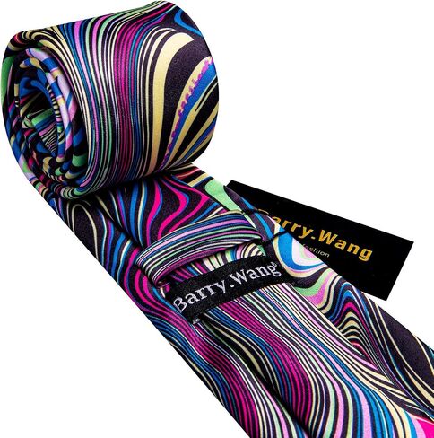 Barry.Wang Classic Mens Ties Silk Necktie Pocket Square Cufflinks Set Woven Designer Wedding Business in Kuwait