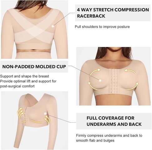FeelinGirl Arm Shaper for Women Post Surgery Arm Lipo Compression Sleeves Slimming Arm Faja Front Closure Shapewear Bra in Saudi Arabia