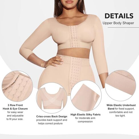 FeelinGirl Arm Shaper for Women Post Surgery Arm Lipo Compression Sleeves Slimming Arm Faja Front Closure Shapewear Bra in Saudi Arabia