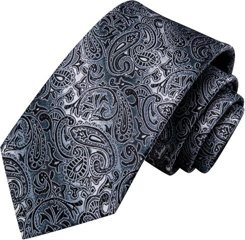 Hi-Tie Silk Ties for Men Plaid Paisley Striped Necktie Pocket Square Cufflinks Set Formal Business in Kuwait