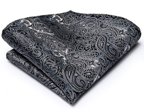 Hi-Tie Silk Ties for Men Plaid Paisley Striped Necktie Pocket Square Cufflinks Set Formal Business in Kuwait