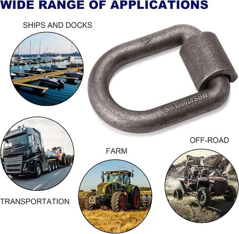 1/2" Heavy Duty Weld-On Forged D Ring with Welding Clips, D-Ring Tie Down Anchor with Weld On Anchor Points for Trailer, Truck Cargo, RV, ATV Tiedowns, Farm Applications etc, WLL:4,000lbs in Saudi Arabia