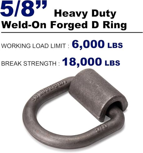 1/2" Heavy Duty Weld-On Forged D Ring with Welding Clips, D-Ring Tie Down Anchor with Weld On Anchor Points for Trailer, Truck Cargo, RV, ATV Tiedowns, Farm Applications etc, WLL:4,000lbs in Kuwait