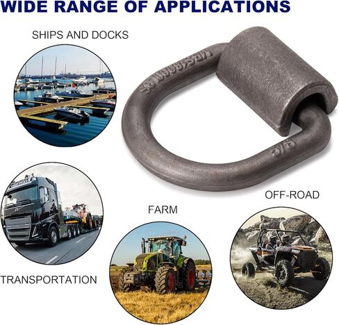 1/2" Heavy Duty Weld-On Forged D Ring with Welding Clips, D-Ring Tie Down Anchor with Weld On Anchor Points for Trailer, Truck Cargo, RV, ATV Tiedowns, Farm Applications etc, WLL:4,000lbs in Kuwait
