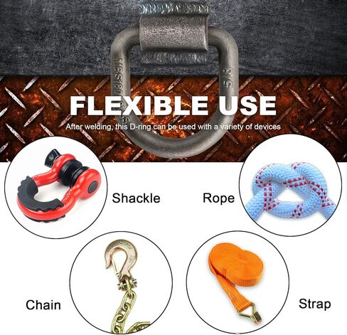 1/2" Heavy Duty Weld-On Forged D Ring with Welding Clips, D-Ring Tie Down Anchor with Weld On Anchor Points for Trailer, Truck Cargo, RV, ATV Tiedowns, Farm Applications etc, WLL:4,000lbs in Kuwait