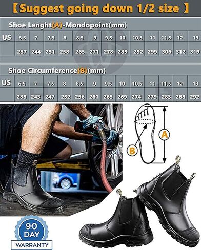 DIIG Work Boots for Men, Steel/Soft Toe Waterproof Working Boots, Slip Resistant Anti-Static Slip-on Safety Working Shoes in Kuwait