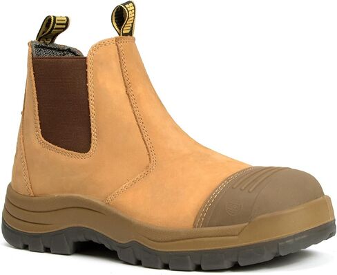 DIIG Work Boots for Men, Steel/Soft Toe Waterproof Working Boots, Slip Resistant Anti-Static Slip-on Safety Working Shoes in Kuwait