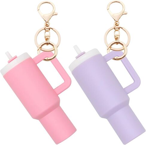 Mini Tumbler Keychain, 2 Pack Cute Mini Cup Keychain Charm for Stanley Cup Accessories Backpack Bag for Women Girls in Saudi Arabia