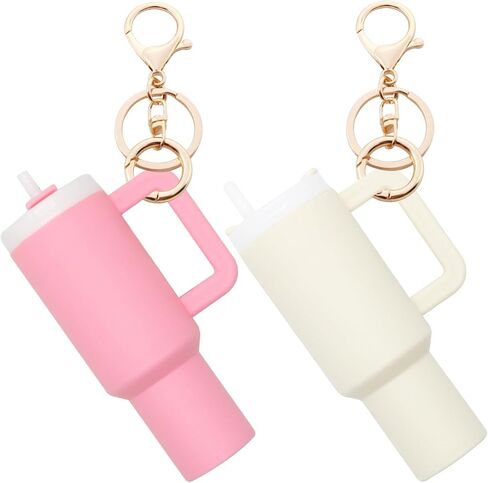 Mini Tumbler Keychain, 2 Pack Cute Mini Cup Keychain Charm for Stanley Cup Accessories Backpack Bag for Women Girls in Saudi Arabia