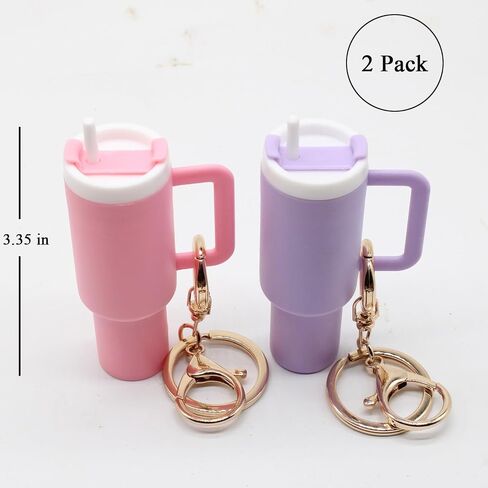 Mini Tumbler Keychain, 2 Pack Cute Mini Cup Keychain Charm for Stanley Cup Accessories Backpack Bag for Women Girls in Saudi Arabia