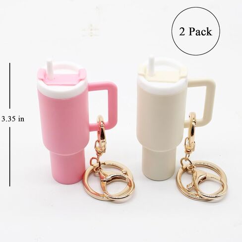 Mini Tumbler Keychain, 2 Pack Cute Mini Cup Keychain Charm for Stanley Cup Accessories Backpack Bag for Women Girls in Saudi Arabia