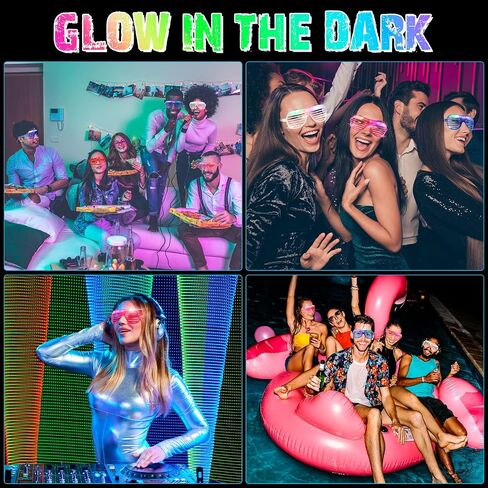 Honoson 120 Pack LED Glasses Light Up Party Sunglasses Glow in The Dark Shutter Shades Glasses Glow Sticks Glasses Flashing Plastic Party Favor for Adult Birthday Mardi Gras Costume(Multicolor) in Saudi Arabia