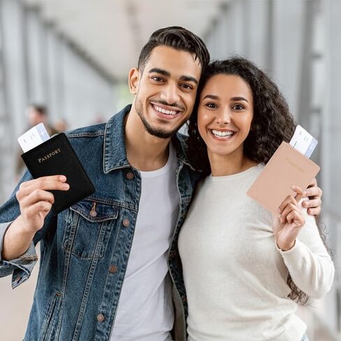 2 Pcs Passport Holder for Travel, Passport Wallet, Passport Cover, PU Leather Passport Book for Women and Men Travel Essentials for Passport Credit Cards Business Cards Boarding Passes, Pink and Black in Saudi Arabia