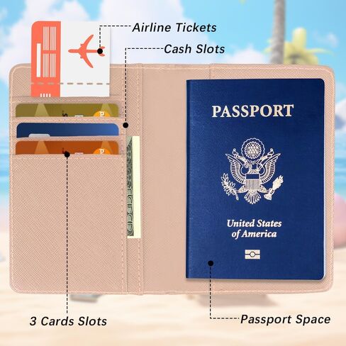 2 Pcs Passport Holder for Travel, Passport Wallet, Passport Cover, PU Leather Passport Book for Women and Men Travel Essentials for Passport Credit Cards Business Cards Boarding Passes, Pink and Black in Saudi Arabia